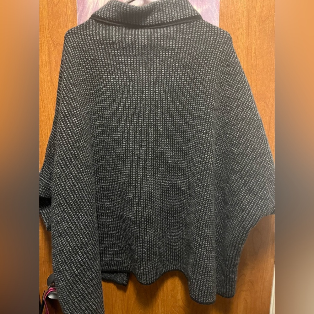 Time and Tru Charcoal Knit Poncho - Picture 2 of 4